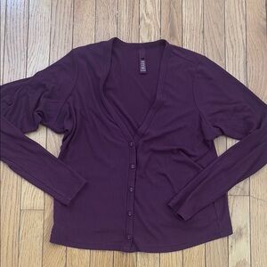 Purple Button-Up Cardigan